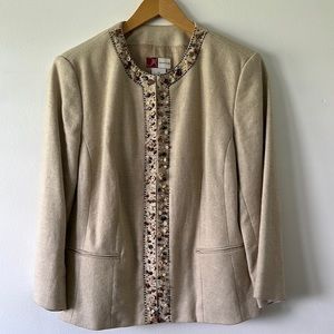 𝅺JM Collection Linen Cotton Blend Blazer Tan